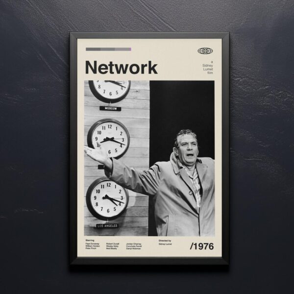 Mid-century poster of Network movie retro artwork