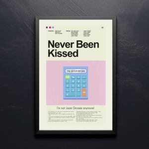 Mid-century modern poster of Never Been Kissed movie artwork