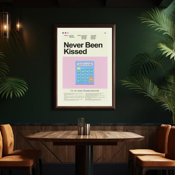 Mid-century modern poster of Never Been Kissed movie artwork
