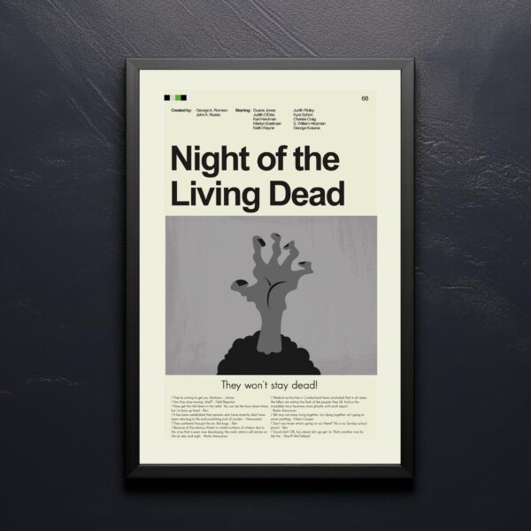 Mid-century modern graphic Night of the Living Dead movie poster