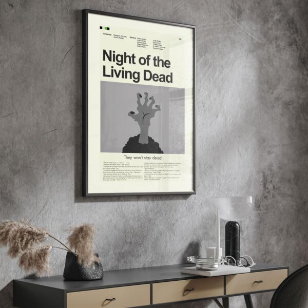 Mid-century modern graphic Night of the Living Dead movie poster