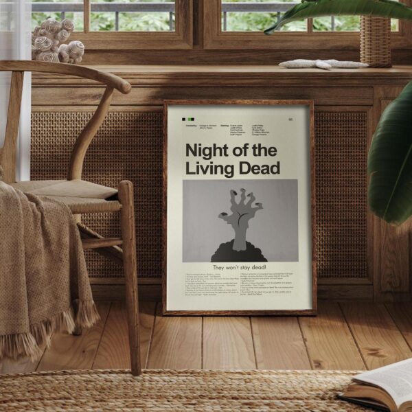 Mid-century modern graphic Night of the Living Dead movie poster