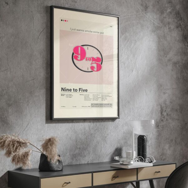 Mid-century modern Nine to Five movie poster with retro design