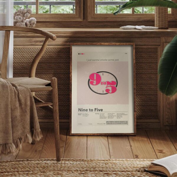 Mid-century modern Nine to Five movie poster with retro design