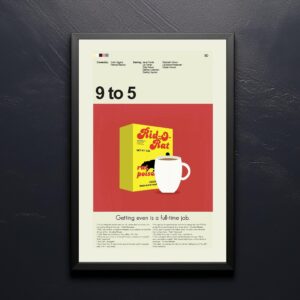 Vintage mid-century modern Nine to Five movie poster design