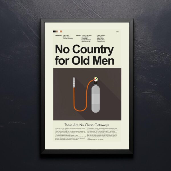 No Country for Old Men mid-century modern style movie poster design