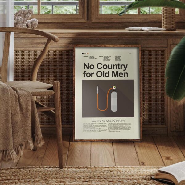 No Country for Old Men mid-century modern style movie poster design