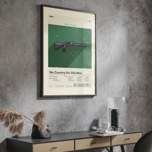 Mid-century modern style No Country for Old Men movie poster art