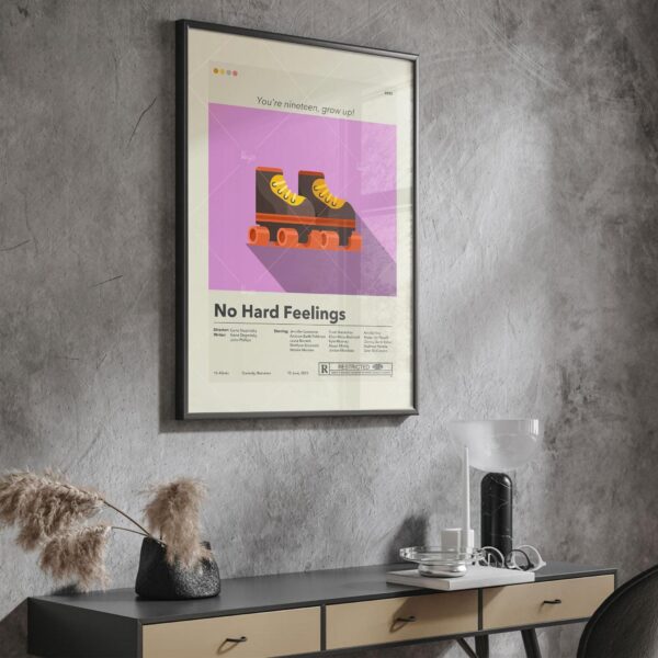 Mid-century modern style No Hard Feelings movie poster wall art