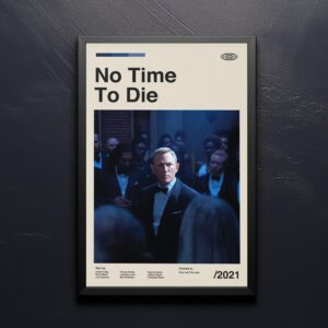 Mid-century modern style No Time to Die movie poster for wall decor