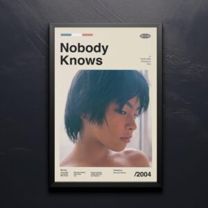Mid-century modern Nobody Knows movie poster with retro design