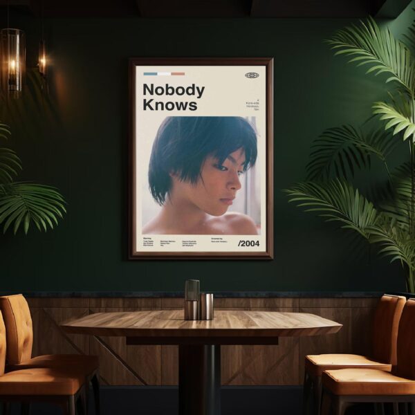 Mid-century modern Nobody Knows movie poster with retro design