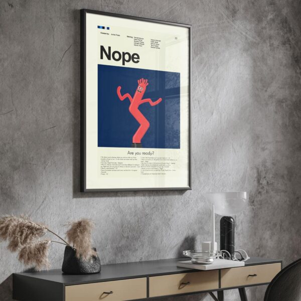 Mid-century modern Nope movie vintage poster with retro design elements