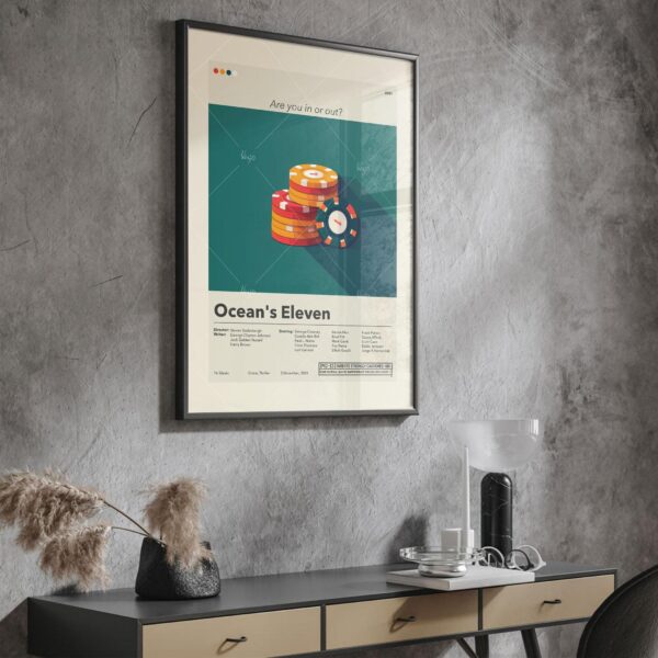 Ocean's Eleven movie poster featuring 20th Century Studios mid-century modern style