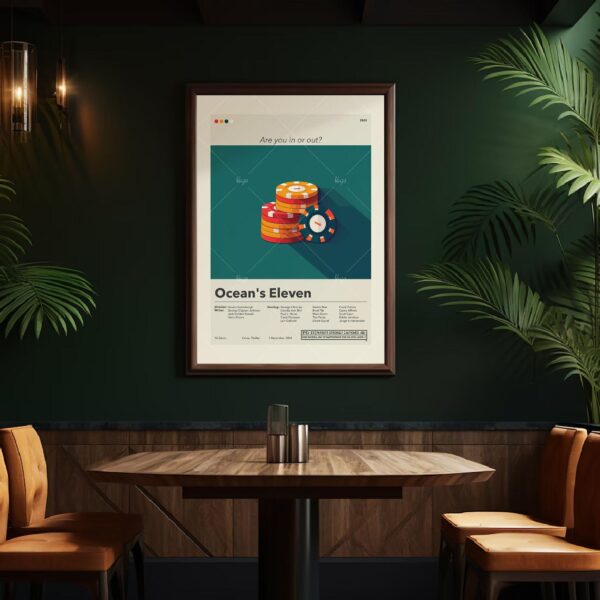 Ocean's Eleven movie poster featuring 20th Century Studios mid-century modern style