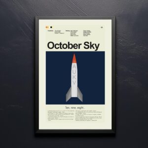 October Sky movie poster with mid-century modern design elements