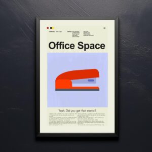 Mid-century modern Office Space movie graphic poster with vintage design