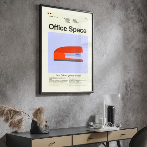 Mid-century modern Office Space movie graphic poster with vintage design