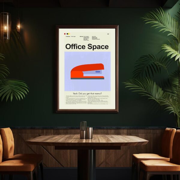 Mid-century modern Office Space movie graphic poster with vintage design