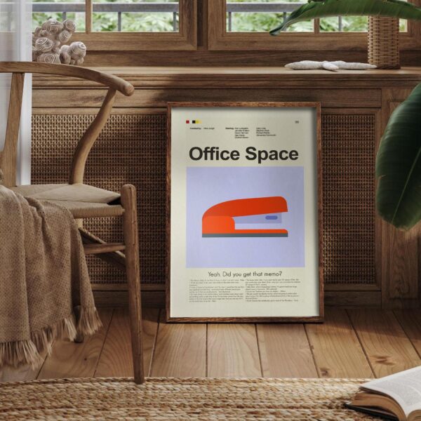 Mid-century modern Office Space movie graphic poster with vintage design