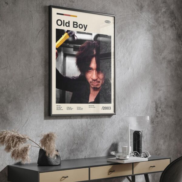 Oldboy movie poster in mid century modern design style