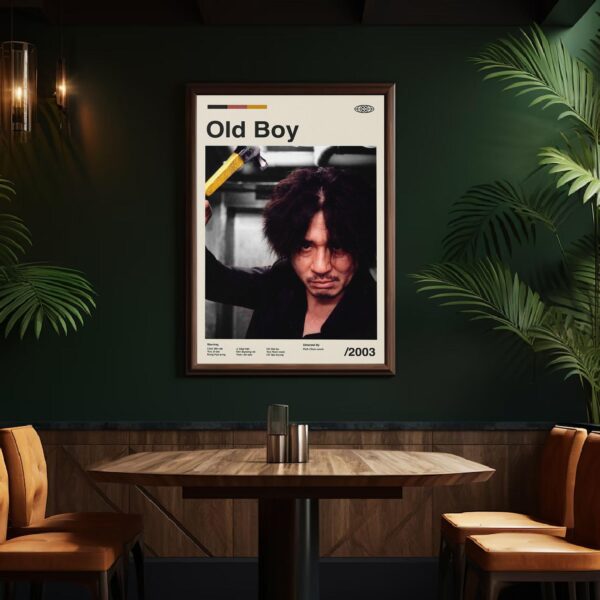Oldboy movie poster in mid century modern design style
