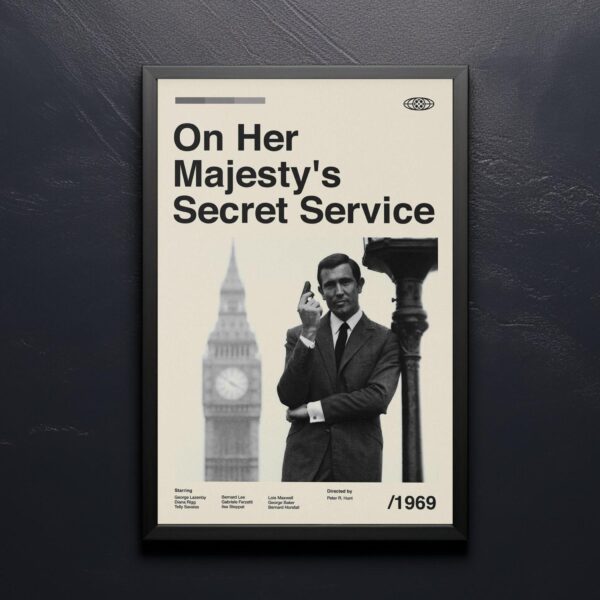 Mid-century modern On Her Majesty's Secret Service movie poster wall art
