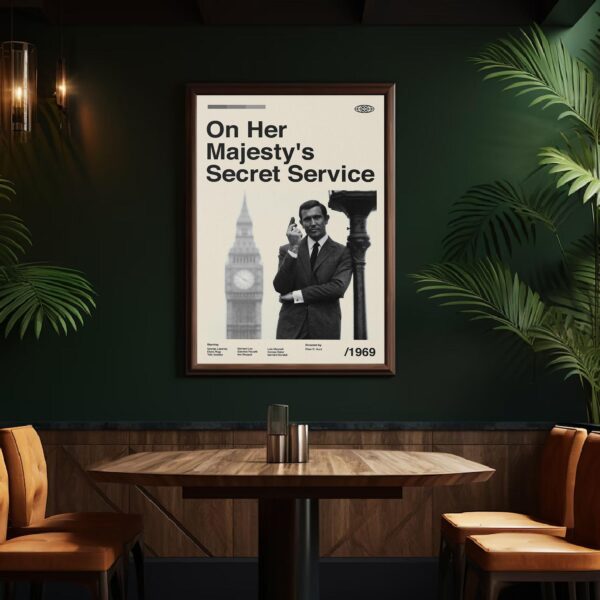 Mid-century modern On Her Majesty's Secret Service movie poster wall art