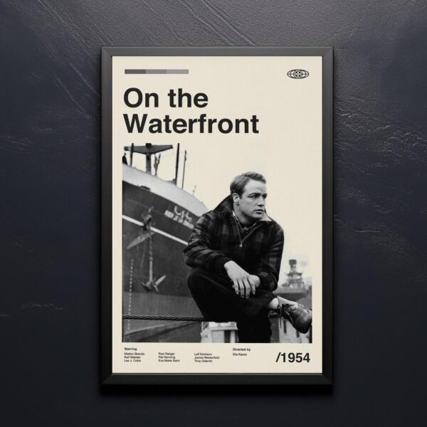 Mid-century modern movie poster of On the Waterfront design
