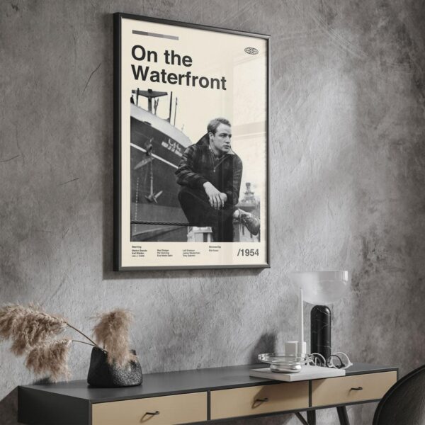 Mid-century modern movie poster of On the Waterfront design