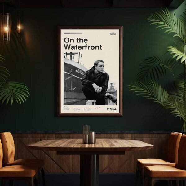 Mid-century modern movie poster of On the Waterfront design