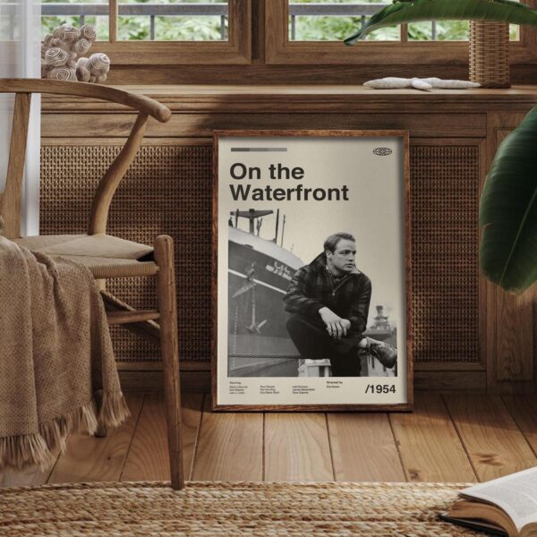 Mid-century modern movie poster of On the Waterfront design