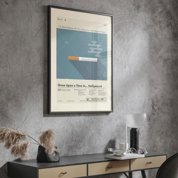 Mid-century modern poster of Once Upon a Time in Hollywood house scene