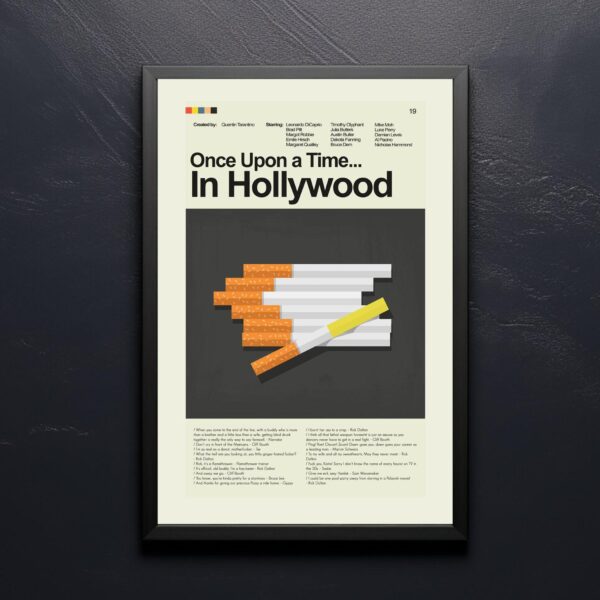 Mid-century modern poster of Once Upon a Time in Hollywood movie artwork