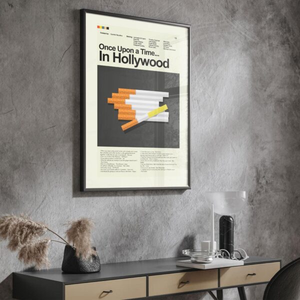 Mid-century modern poster of Once Upon a Time in Hollywood movie artwork