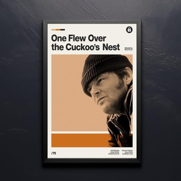 One Flew Over the Cuckoo's Nest mid-century poster retro artwork