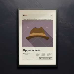 Oppenheimer movie poster with 20th century mid-century modern design