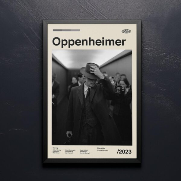 Oppenheimer movie poster mid-century poster design