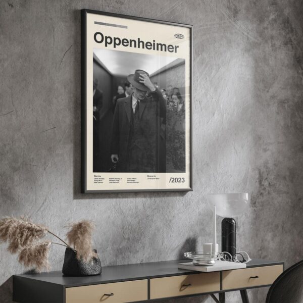 Oppenheimer movie poster mid-century poster design