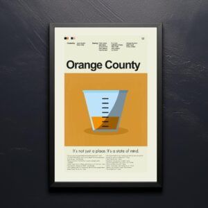 Mid-century modern Orange County movie poster with retro design