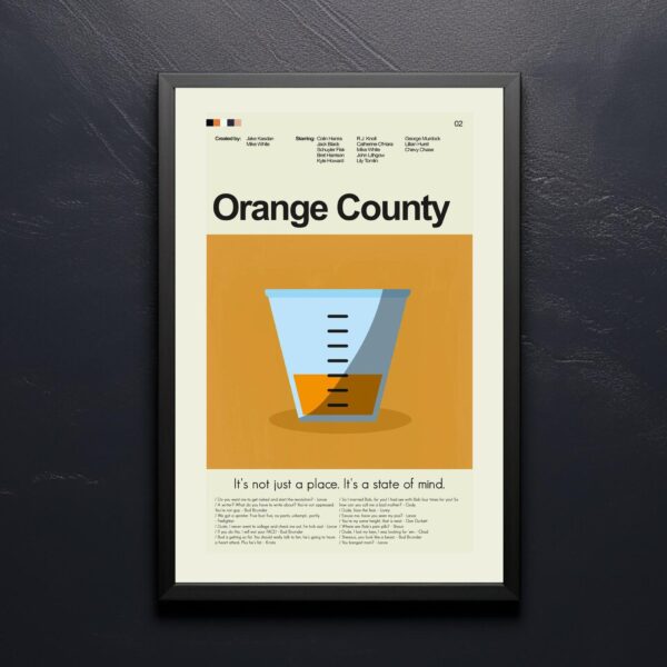 Mid-century modern Orange County movie poster with retro design