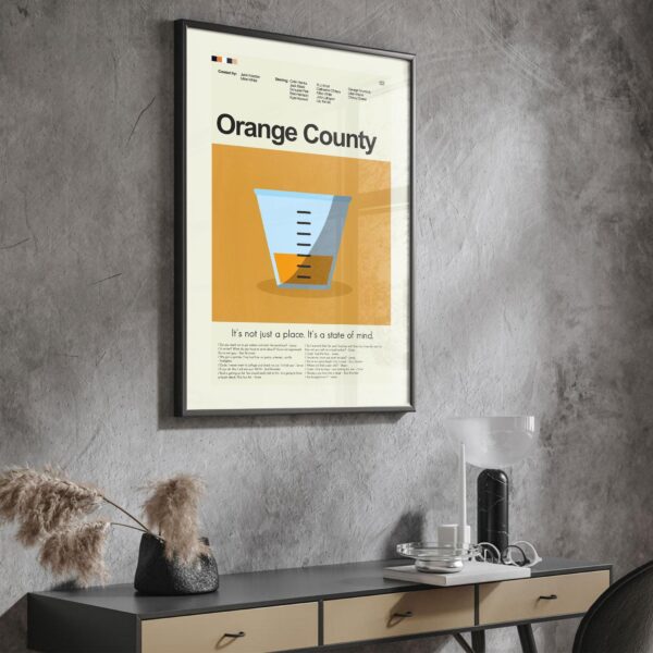 Mid-century modern Orange County movie poster with retro design