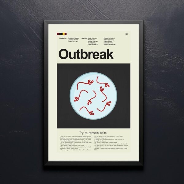 Mid-century modern Outbreak movie poster featuring 20th century poster art