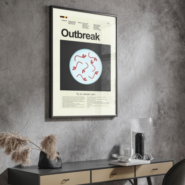 Mid-century modern Outbreak movie poster featuring 20th century poster art