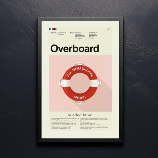 Mid-century modern style Overboard movie poster with vintage design elements