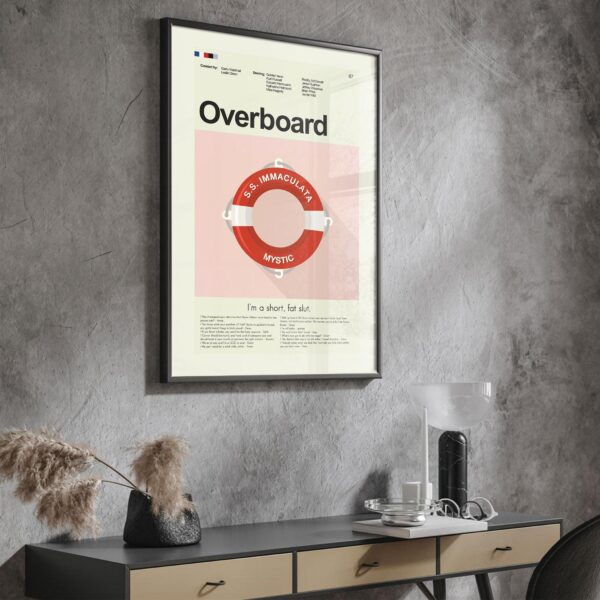 Mid-century modern style Overboard movie poster with vintage design elements