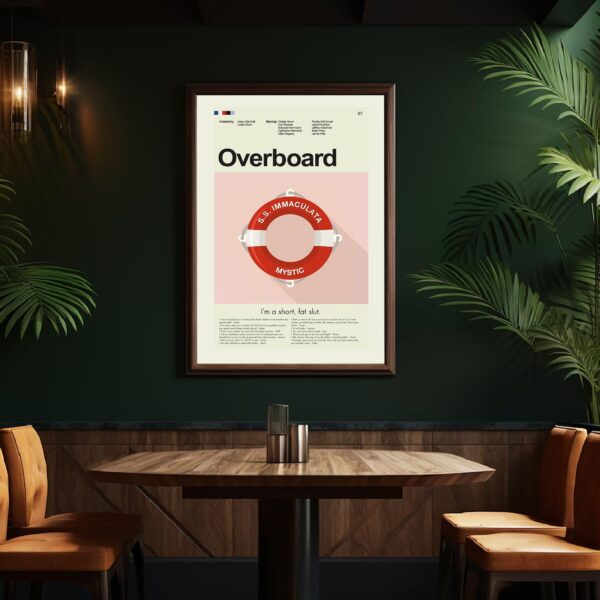 Mid-century modern style Overboard movie poster with vintage design elements