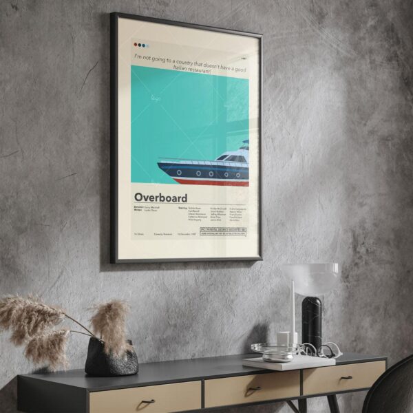 Mid-century modern Overboard movie poster with vintage wall art style