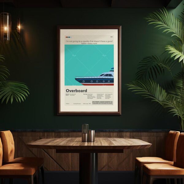 Mid-century modern Overboard movie poster with vintage wall art style
