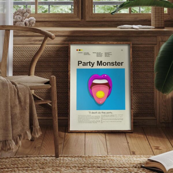 Mid-century modern Party Monster movie poster print with retro design